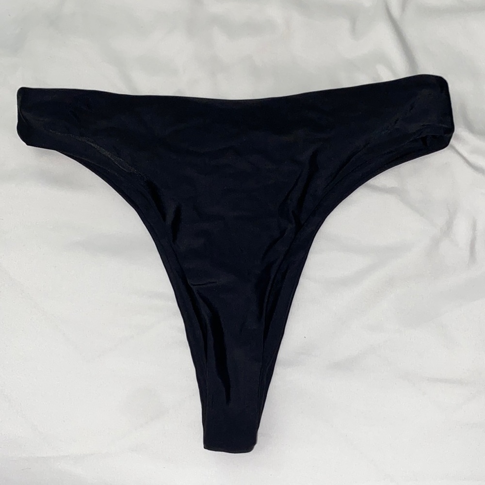 High waisted black thong bottoms